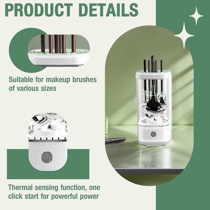 Electric Makeup Brush Cleaner Machine, Upgrade Cosmetic Brush Cleaner,Automatic Spinning USB Efficient Makeup Brush Cleaner Fit for All Size Makeup Brushes (White)