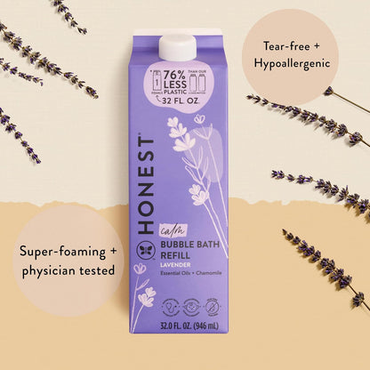 Foaming Bubble Bath Refill, Lavender Calm Scent, Tear-Free, Hypoallergenic, Naturally Derived, Gentle for Baby, 32 Fl Oz